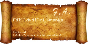 Földvári Aranka névjegykártya