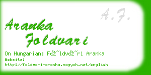 aranka foldvari business card